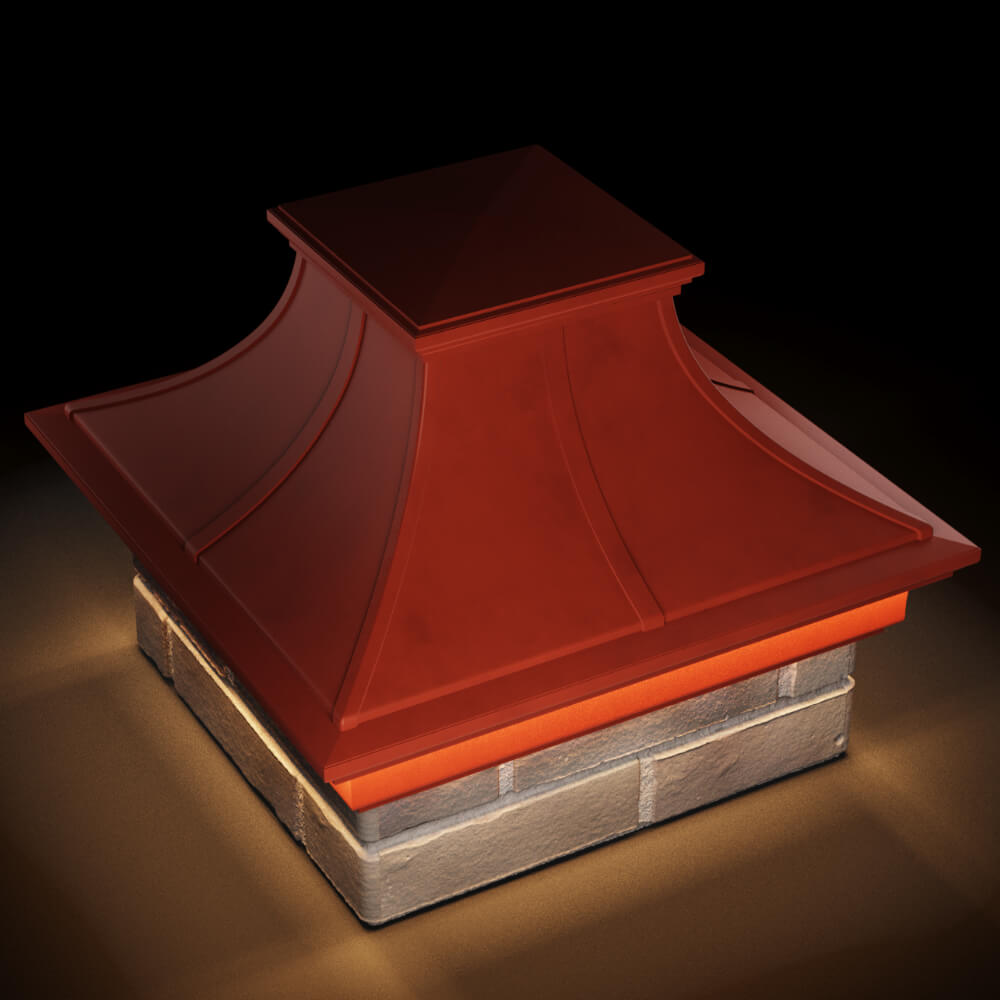 Колпак Zking Монблан Премиум Красный на столб 1.5х1.5 кирпича (385х385мм) с подсветкой в Королёве фото