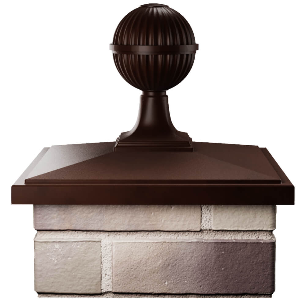 Колпак Zking БонаМоно Коричневый с шаром на столб 1.5х1.5 кирпича (385х385, 400х400мм) в сборе Королёв фото
